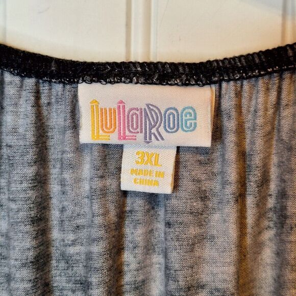 LuLaRoe Womens Tie Neck Stretch Tie Dye Top Size 3XL Gray Black 3/4 Sleeve Knit - Picture 6 of 9